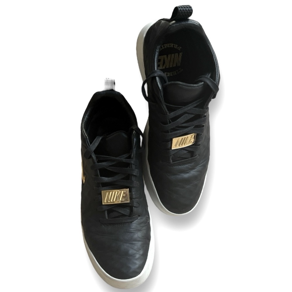NIKE TIEMPO PREMIER 17 Black White Gold SWOOSH & EMBLEM Sneakers Men’s Size 9.5 - Picture 11 of 12